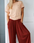 Wide Leg Ribbed Pants